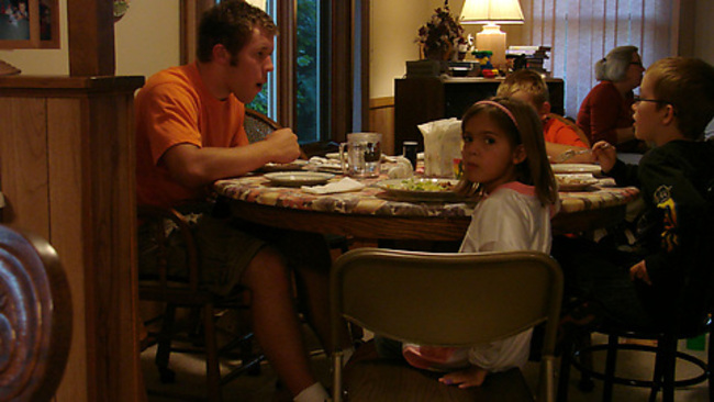 Because there aren't enough spaces, and I'm youngest of the adults, I still sit at the kids table