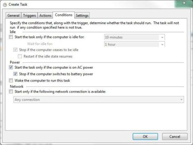 Scheduled Tasks Conditions