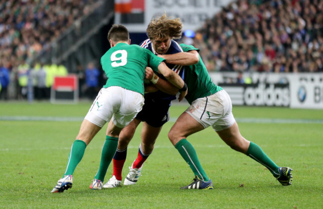 Conor Murray and Rory Best tackled Dimitri Szarzewski