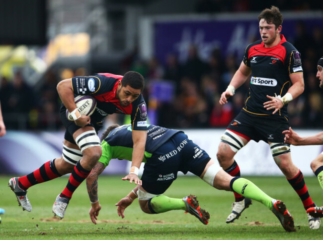 Toby Faletau is tackles by Josh Turnbull