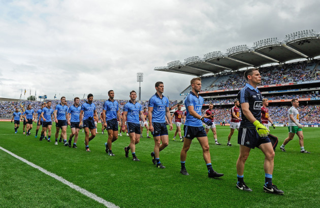 Stephen Cluxton leads his players in the team parade