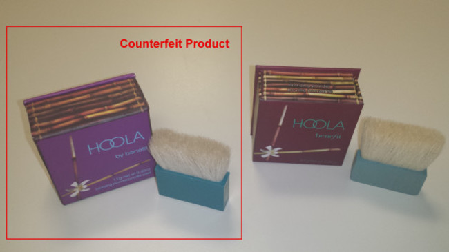 Comparison of legitimate and counterfeit cosmetic product