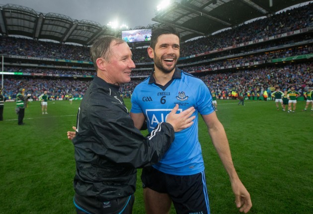 Jim Gavin celebrates with Cian O'Sullivan