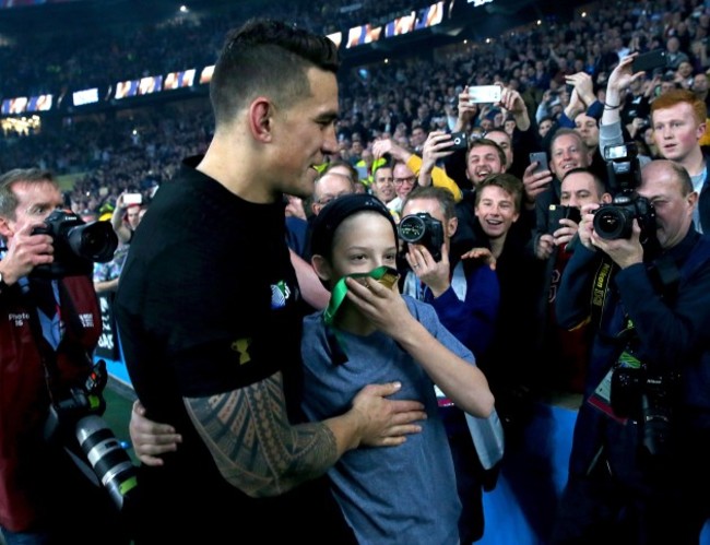 Charlie Lines after Sonny Bill Williams gave him his winning medal