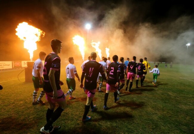 Cabinteely and Wexford Youths players