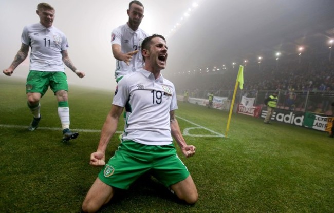 Robbie Brady celebrates scoring their first goal