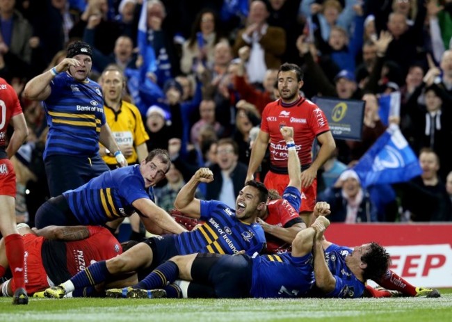 Ben Te'o celebrates as Leinster win a penalty try