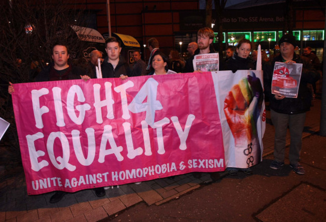 Protesters outside the SSE