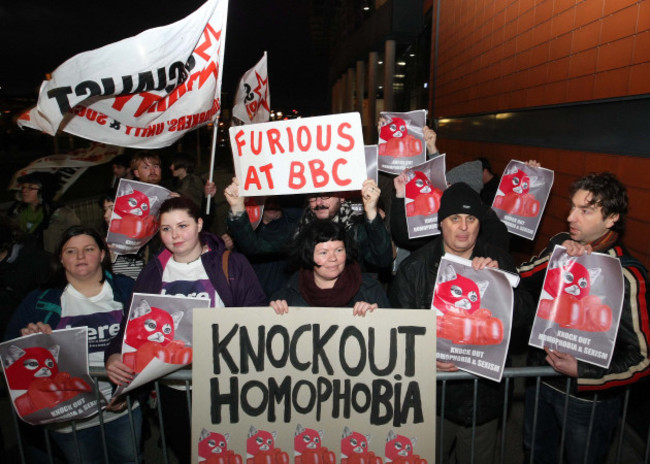 Protesters outside the SSE