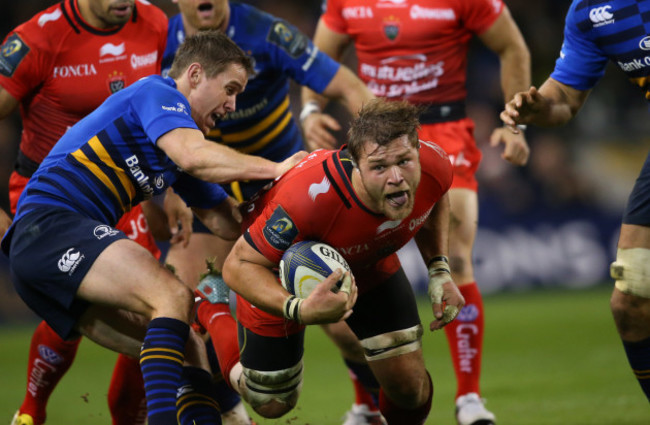 Duane Vermeulen is tackled by Eoin Reddan