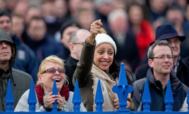 A punter celebrates a win at Leopardstown