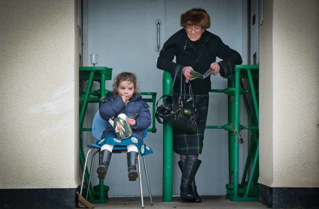 Rosie Fowler from Summerhill Co. Meath takes a break from the racing with her granny, Susan Bradburne