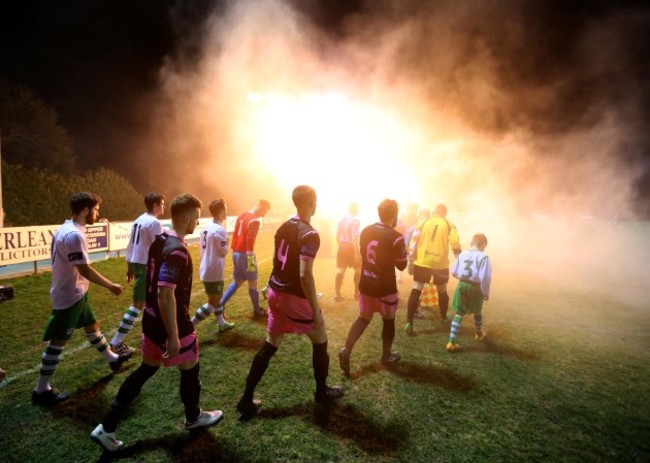 Cabinteely and Wexford Youths players