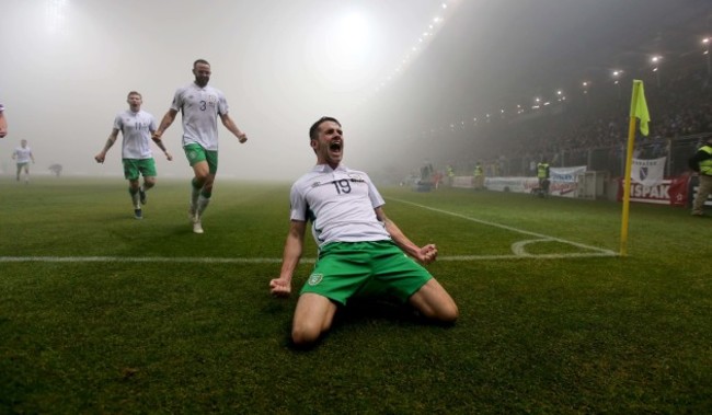 Robbie Brady celebrates scoring their first goal