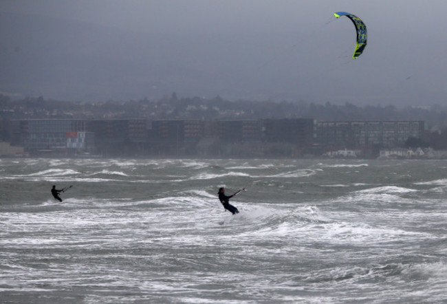 28/12/2015. Stormy Weather. Pictured wind surfers