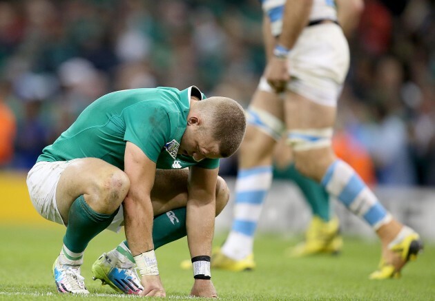 Ian Madigan dejected after the game