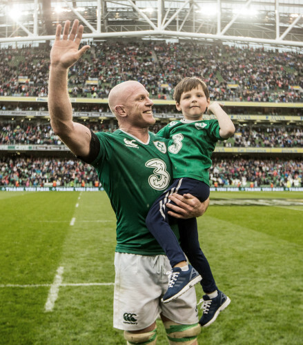 Paul O'Connell with his son Paddy after the game