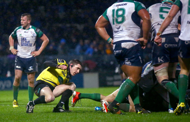 George Clancy slips as Leinster score the only try of the game