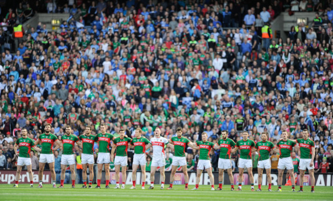 The Mayo team stand for the National Anthem