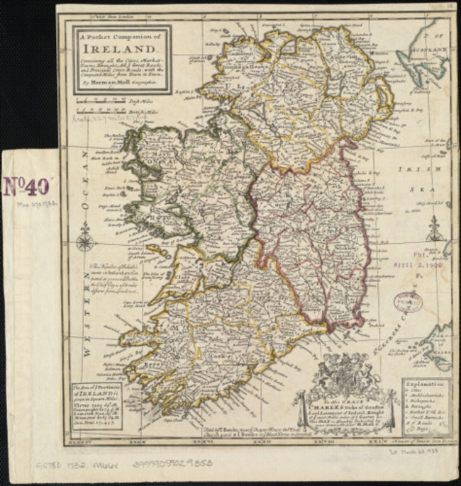 A pocket companion of Ireland, containing all the cities, market towns, boroughs, all ye great roads, and principal cross roads with the computed miles from town to town