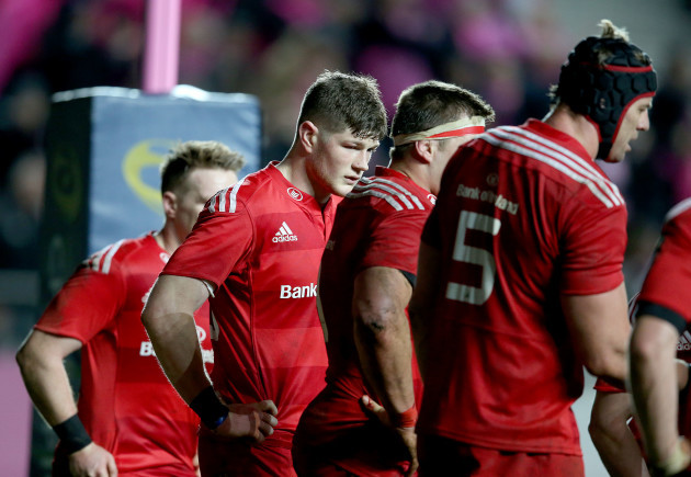 Jack O'Donoghue dejected after Stade Francais' second try
