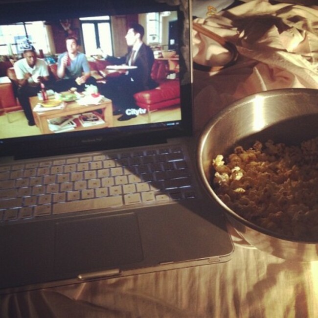 First Friday night in for a long time, spent with popcorn and New Girl