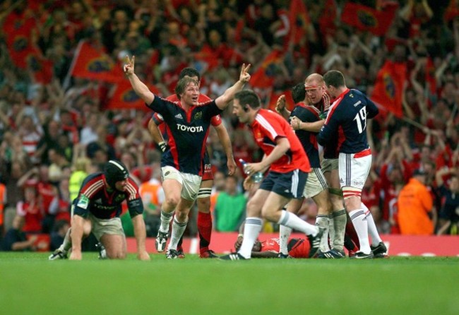Jerry Flannery celebrates at the final whistle