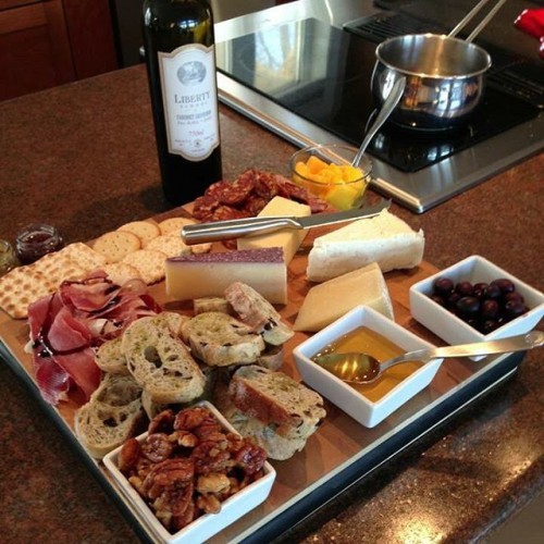 Who would like some #cheese with that #wine? #cheese #wine #libertyschoolwine #bellavitano #cheeseboard #charcuterie