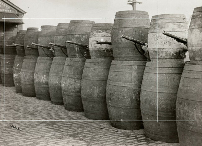 04_PressImage l Easter Rising l Barricade made from barrels, 1916