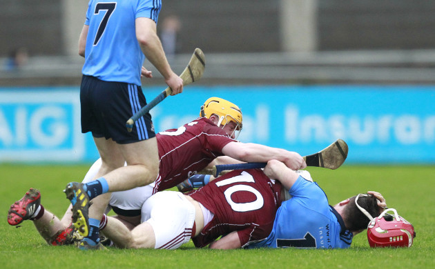 Davy Glennon gets involved in an off the ball tussle