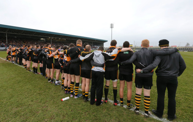 Austin Stacks team line up for the national anthem