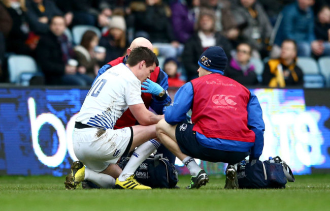 Johnny Sexton gets treatment before leaving the field