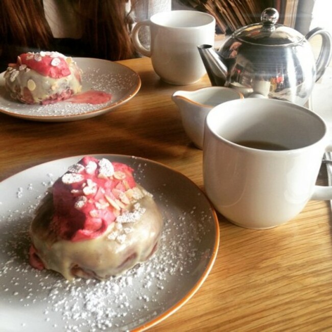 White chocolate doughnut with raspberry mousse. Yes I basically just eat on holiday #Dublin #Doughnut #Chocolate