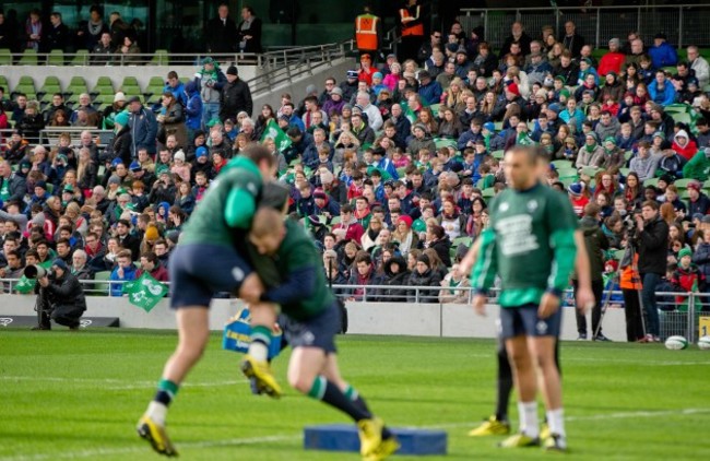 Fans at the open training session in the Aviva Stadium today