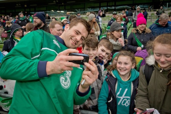 CJ Stander with fans at the open training session