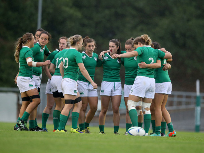 The Ireland team huddle