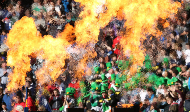 Ireland's fans with flames in Murrayfield