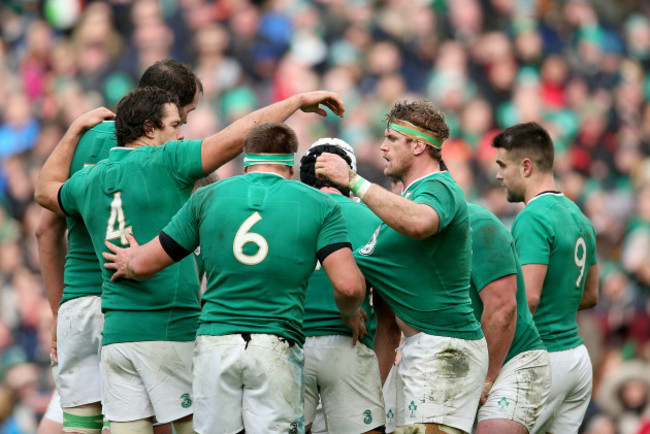 The Ireland team huddle