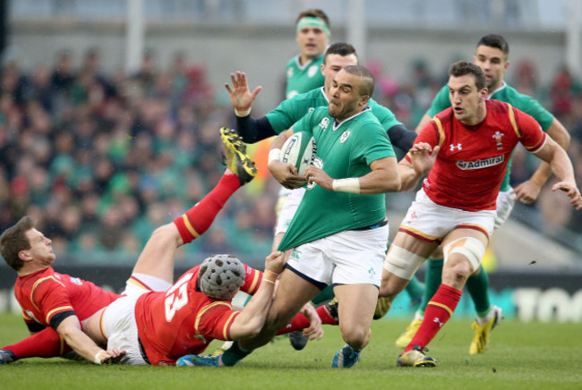 Simon Zebo tackled by Jonathan Davies