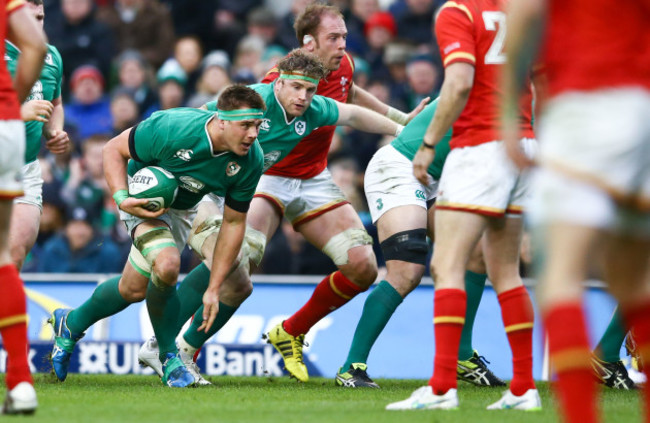 CJ Stander suported by Jamie Heaslip