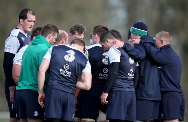 The Ireland team huddle