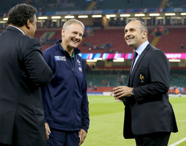 Joe Schmidt with Serge Blanco and Philippe Saint-Andre