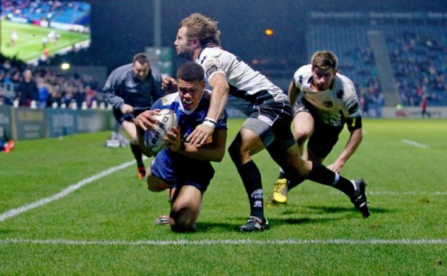 Adam Byrne runs in to score their fourth try