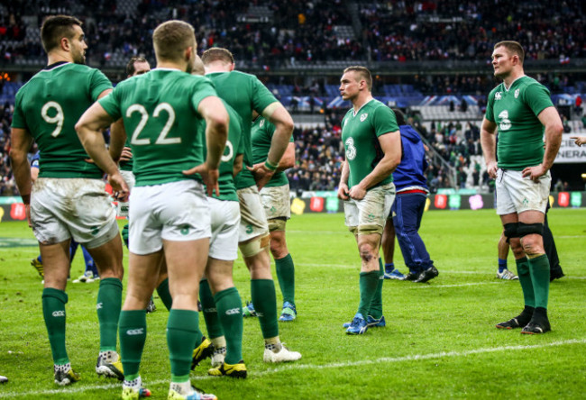 Tommy O'Donnell and Donnacha Ryan dejected after the game