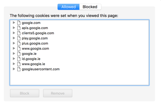 Google cookie permissions