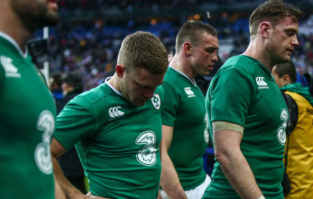 Ian Madigan, Tommy O'Donnell and Jamie Heaslip dejected