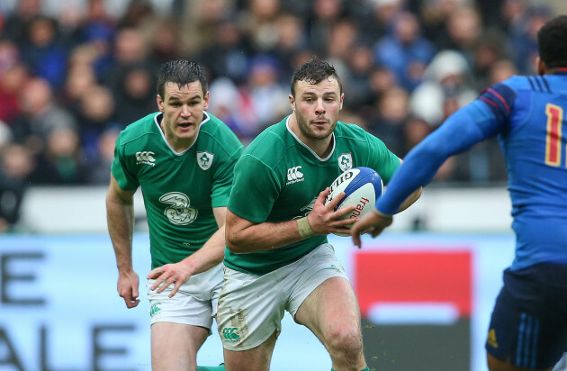 Ireland’s Jonathan Sexton and Robbie Henshaw