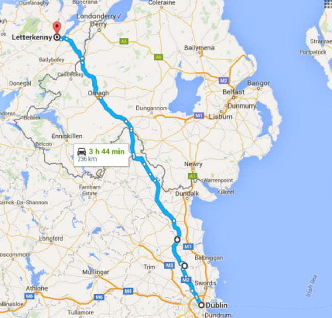 dublin to donegal