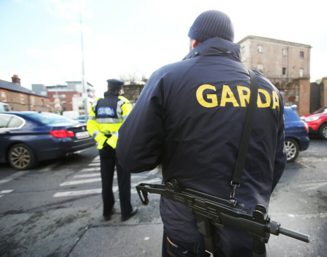 18/2/2016. Armed Gardai on the streets of Dublin.