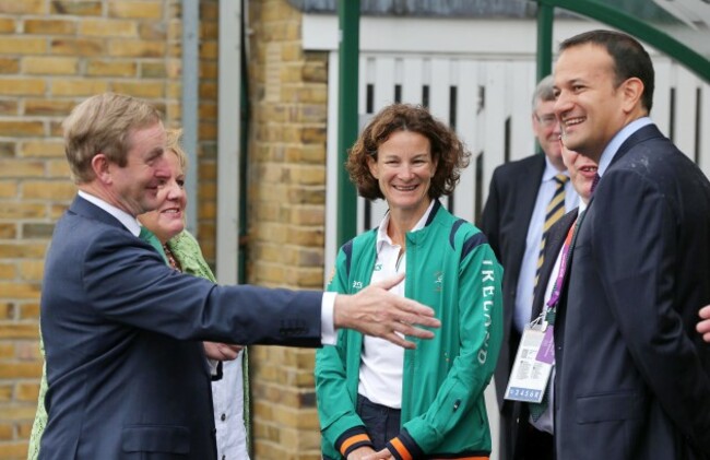 Enda Kenny with Sonia O'Sullivan and Leo Varadkar